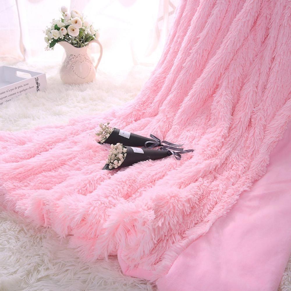 Throw Blanket Faux Fur Blanket Bed Blanket Shaggy Polyester Keep Warm KTJ