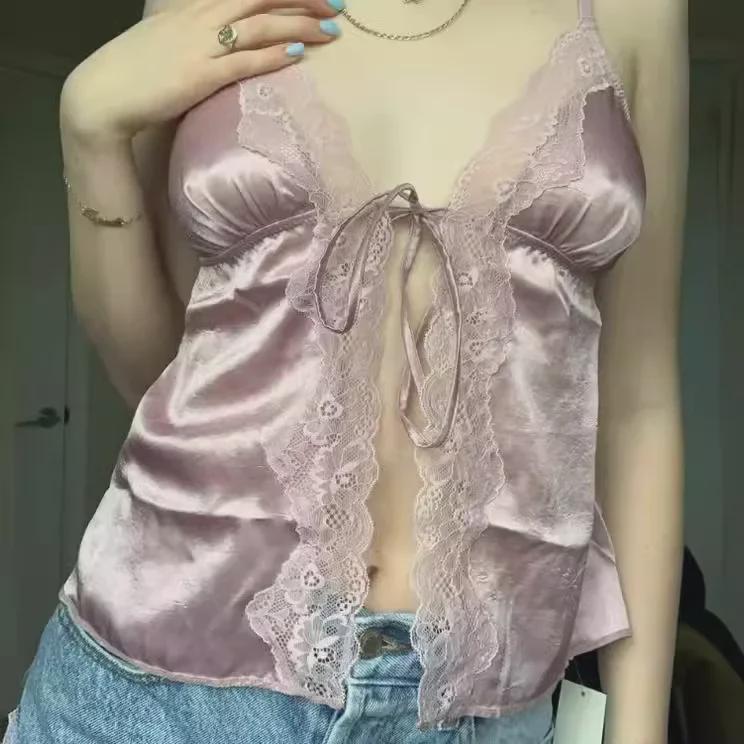 2022 European & American Women's Imitation Silk Lace Camisole