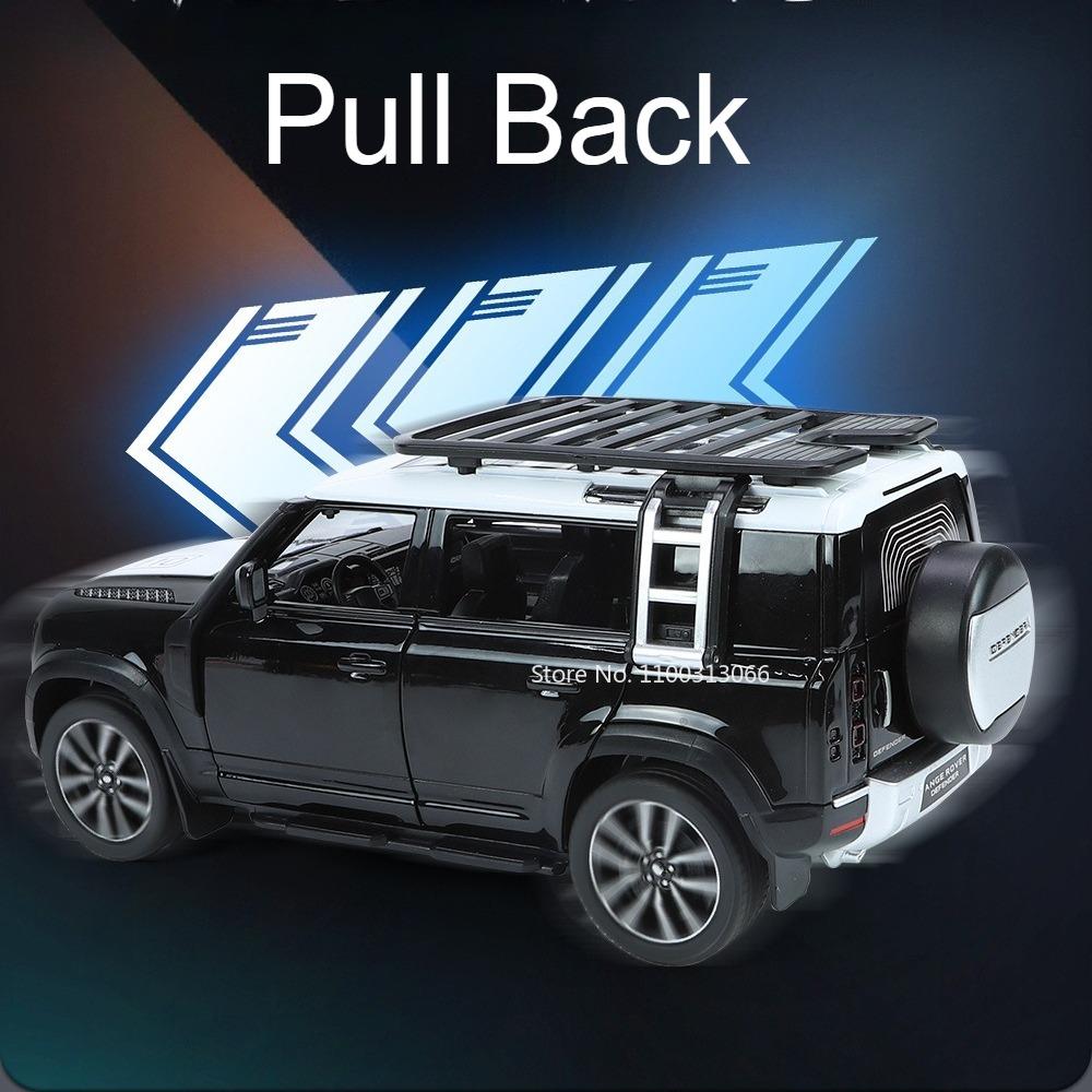 1:24 Alloy Land Rover Defender 110 Models Toys Miniature Cars with Pull Back Light Music Off-road Model for Toddler Kids Gifts