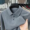 Men S Thick Knit Sweater Turn Down Collar Solid Color Long Sleeve Casual Pullover