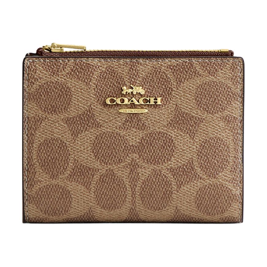 Coach 12 брендов Двойное сложение Холщовый кошелек Унисекс кошелек Коричневый CW803-IMXHE