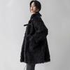 Black Lamb Wool Coat for Women's Autumn and Winter High-necked Temperament, Thin and Thickened Imitation Fur Long-haired Coat