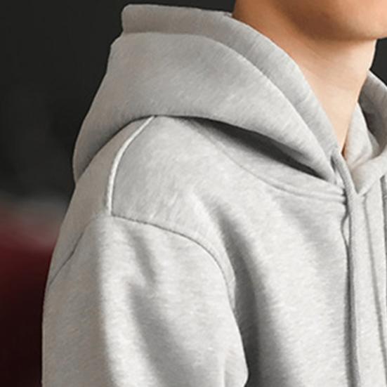 Front Pocket Drawstring Long Sleeve Pullover Hoodie Autumn Winter Solid Color Fleece Lining Hooded Sweatshirt Streetwear