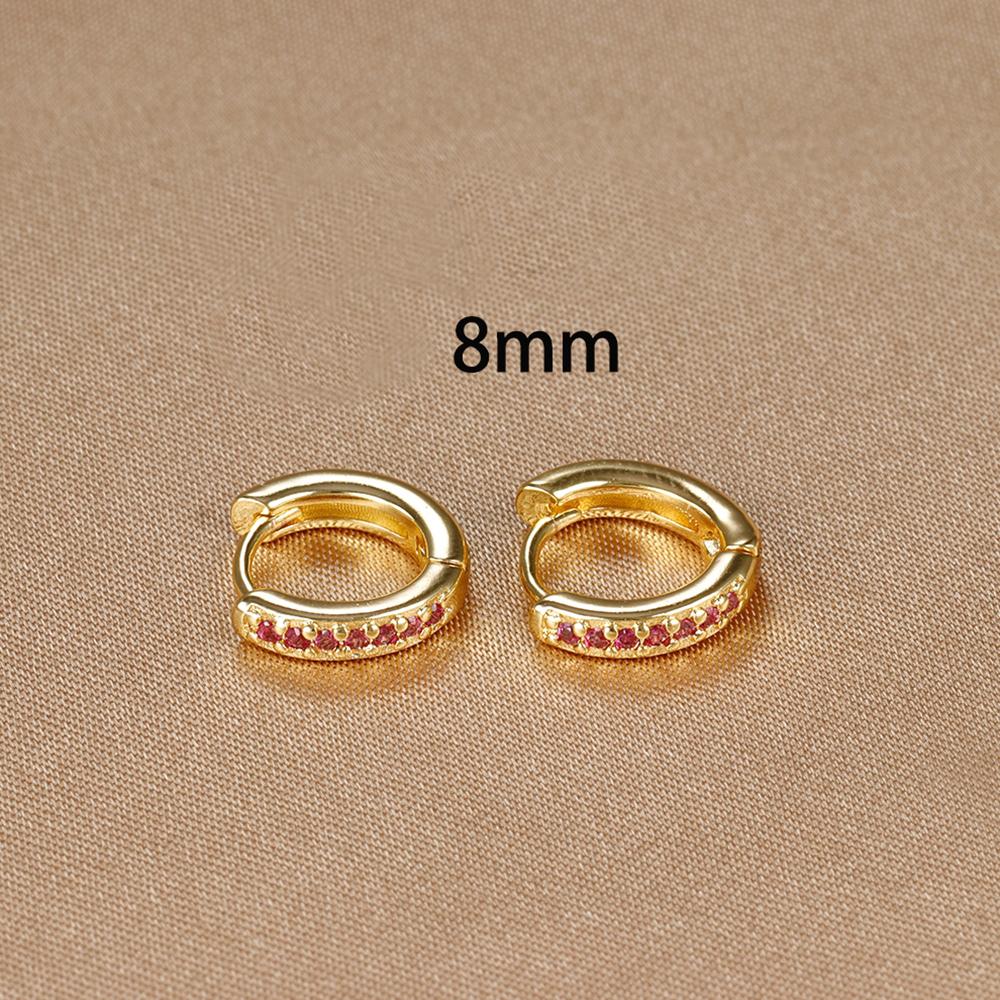 8mm Stainless Steel Minimal Hoop Earrings Crystal Zirconia Small Huggie Thin Cartilage Earrings Helix Tragus Piercing Jewelry