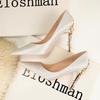Women's High Heels Luxury Crystal Bridal Shoes Silk Dress Pumps Sexy Pointe Toe High Heels Wedding Shoes for Women Pumps
