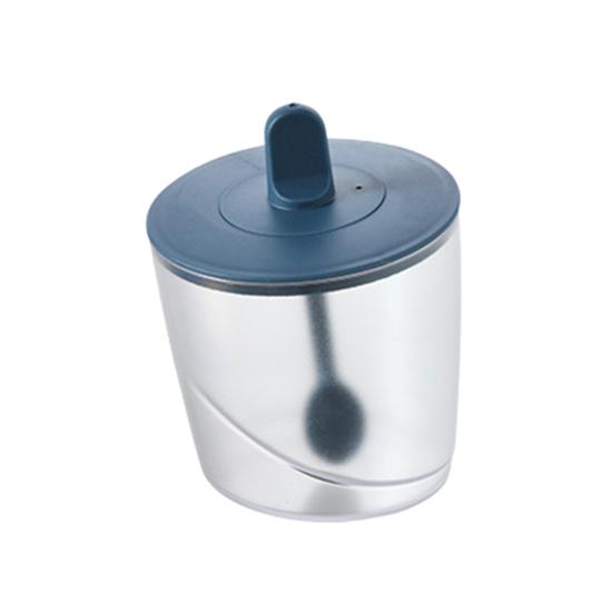 Кухонная банка для специй с крышкой и ложкой. Прозрачная пластиковая коробка для приправ. Контейнер для хранения пищевых приправ для соли, сахара, перца. Кухонная кулинария.