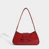 Red Fashion PU Style Women's Shoulder Bag Minimalist Niche Bow Baguette Underarm Bag