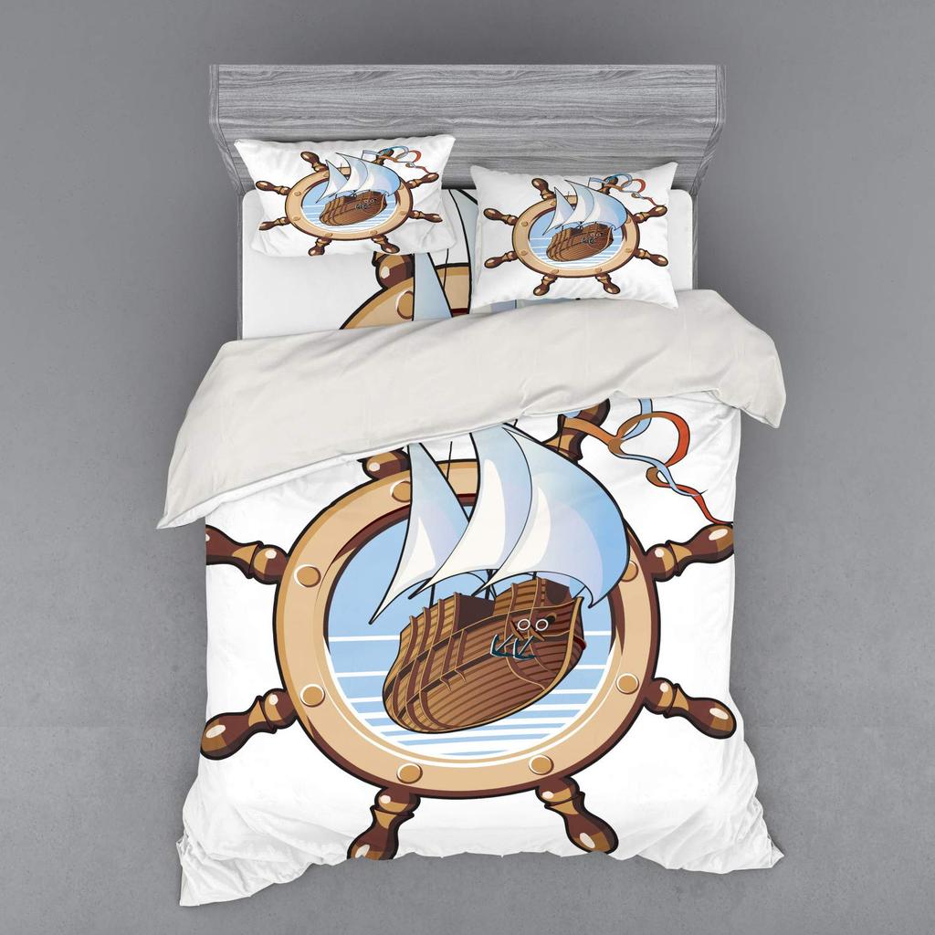 Пододеяльник с рулем для взрослых, размер Queen, легкий, для спальни, 2 наволочки, 1 пододеяльник, без одеяла