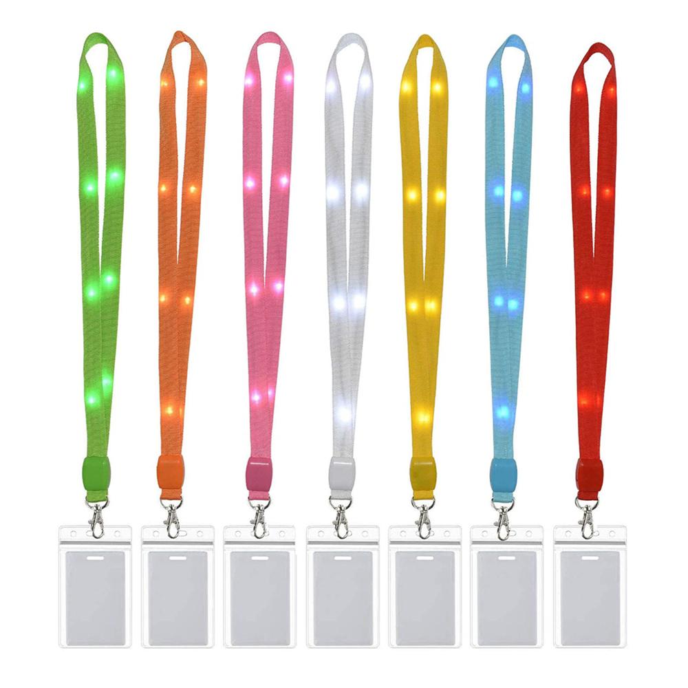 LED Light Up Neck Strap Flashing Lanyards Card Holder ID Badge Case Cruise Lanyards Keychain