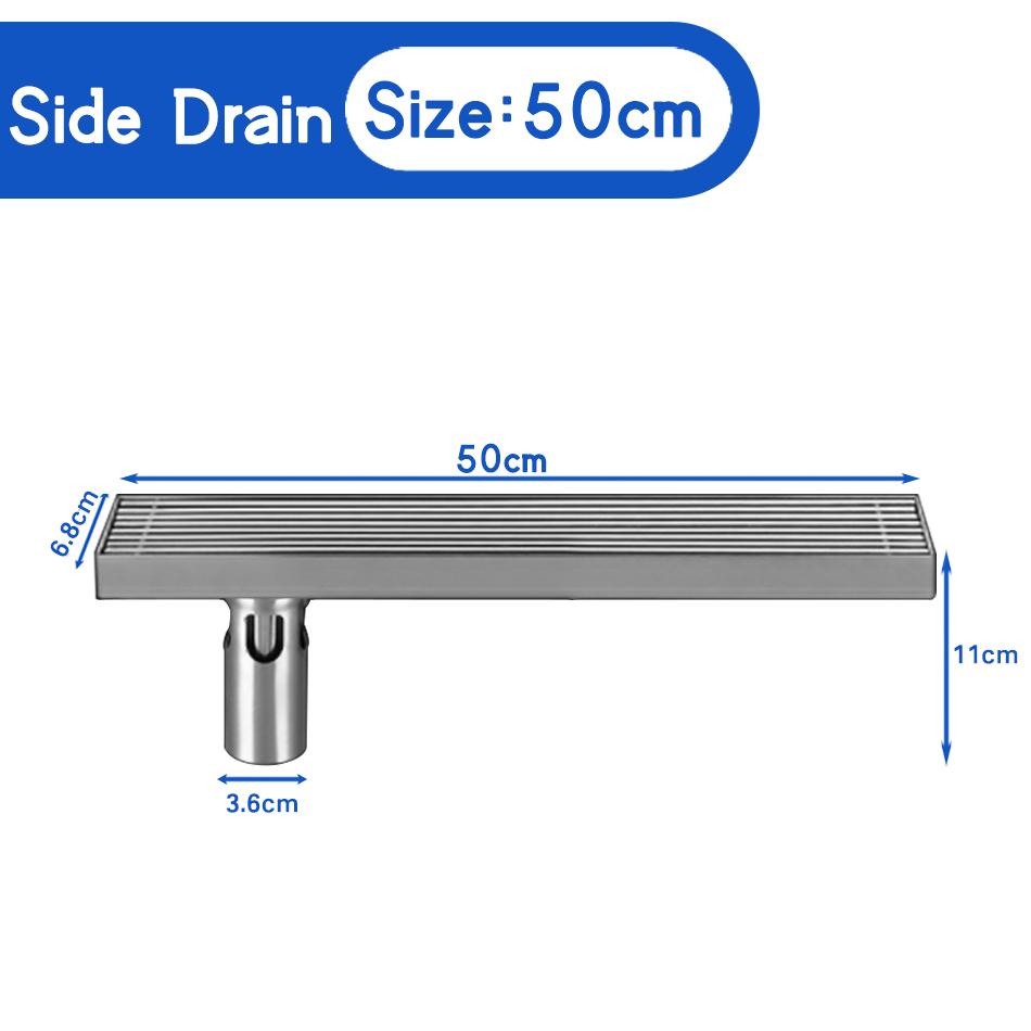 Слив для пола в ванной USU304 из нержавеющей стали в полоску, прямоугольный душ, длинный линейный слив, боковой слив для пола в туалете на кухне