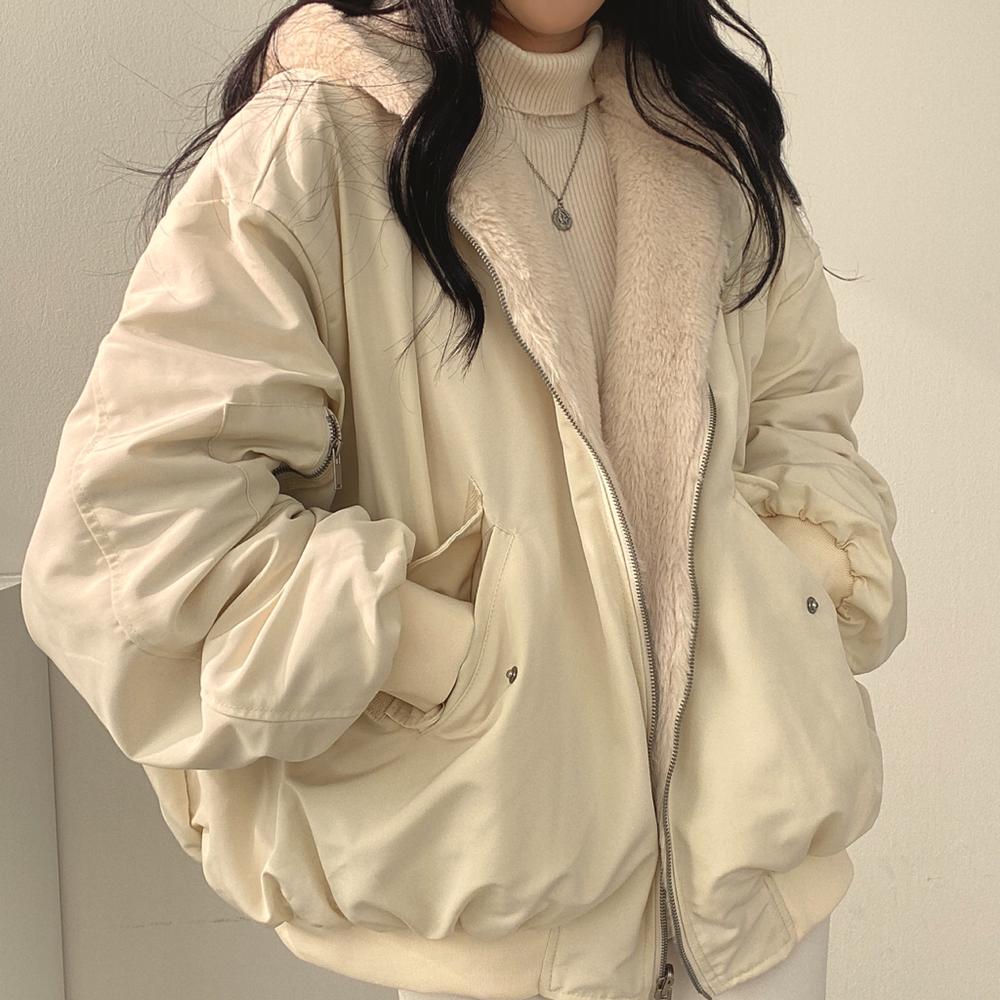 Winter Clothes Women Thicken Warm Parkas Oversized Kawaii Hooded Coat Ladie Korean Fashion Casual Loose Zip Up Jackets For Women