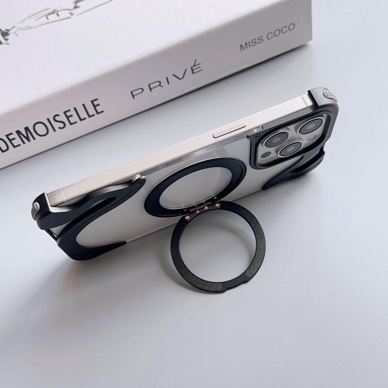 Роскошный безрамный чехол из алюминиевого сплава для iPhone 16 Pro 15 Pro Max для Magsafe, ударопрочный прозрачный чехол из ПК с жесткой магнитной задней крышкой