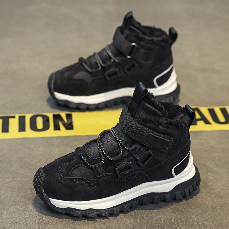 Детские высокие хлопковые кеды 2025 зима новые мягкая подошва нескользящие студенческие спортивные туфли для мальчиков и девочек утепленные флисом теплые
