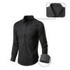 Мужская черная рубашка с длинным рукавом и с коротким рукавом, однотонная, на пуговицах, с высоким воротником, базовая секция