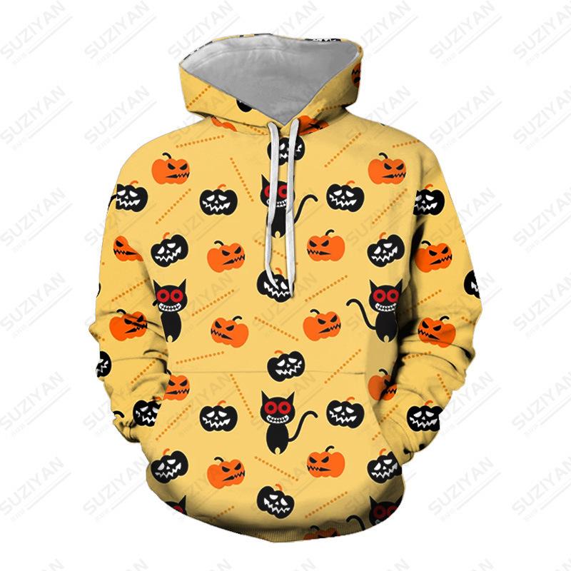 Wish New Halloween 3D Printed Sweater Hoodie Men'S European And American Couples Hooded Sweater