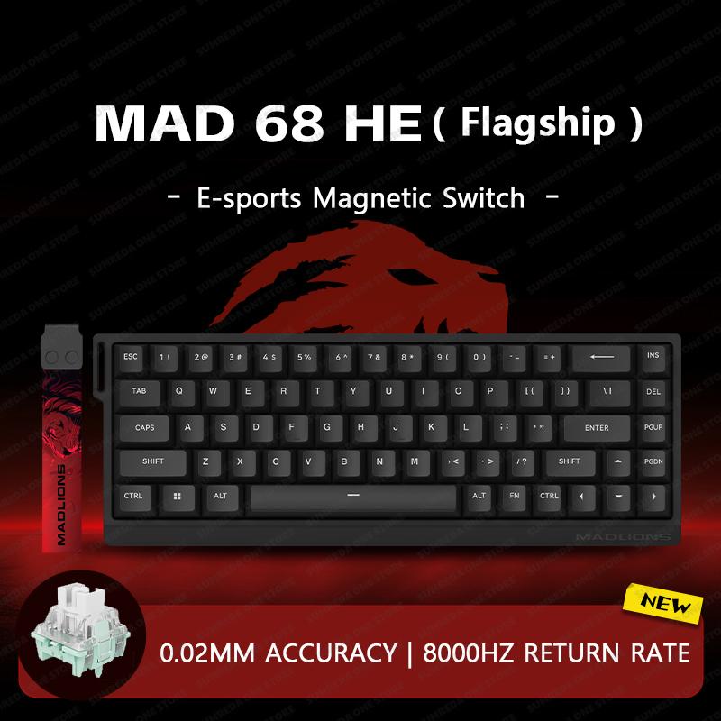 MADLIONS Mad60 Mad68 HE Механическая клавиатура Магнитный переключатель Madcatz Mad60he Проводная игровая клавиатура Rapid Trigger Custom Keyboard