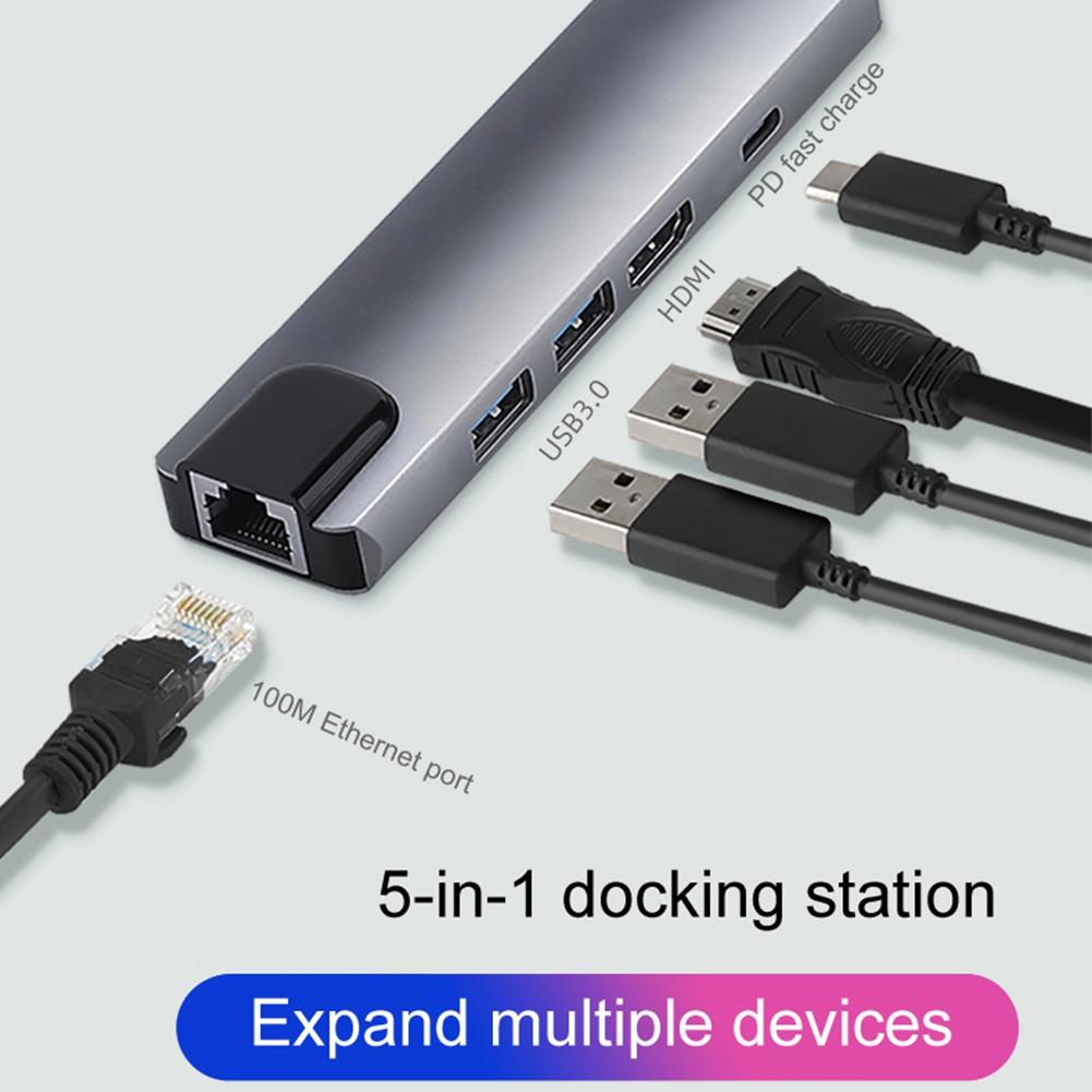 Type-c Hub USB-C To HDMI USB3.0 LAN Ethernet Docking Station Multi-Function USB C Hub Adapter PD Fast Charging For Macbook