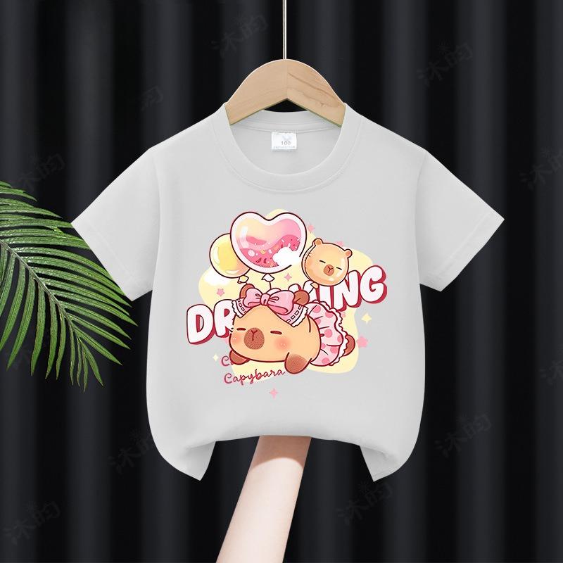 Kids Summer TShirts ShortSleeved Cartoon Print Pure Polyester Fashionable And Stylish Childrens Clothing