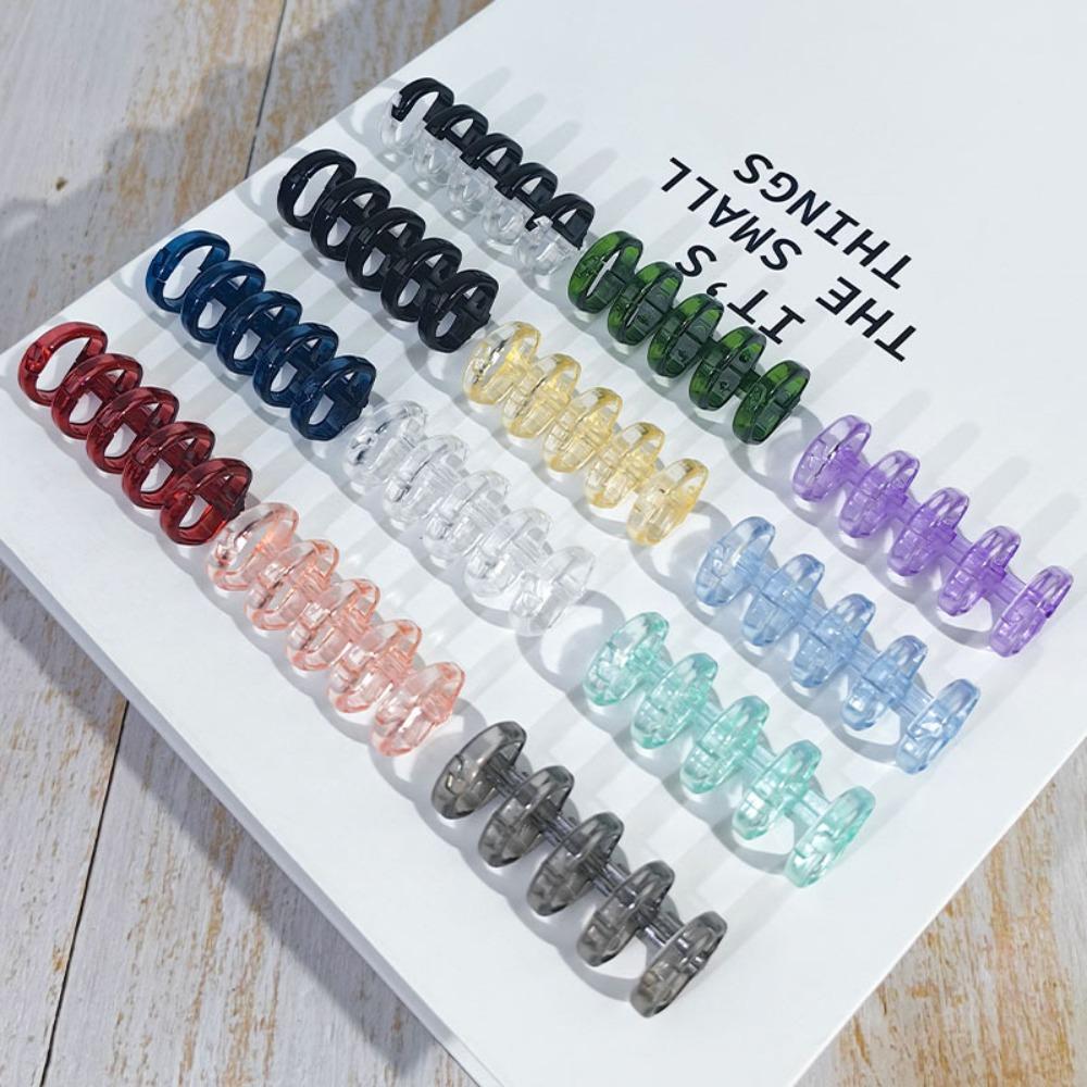 10pcs Stationery 5 Ring Plastic Loose Leaf Clip 5 Holes Spring Spiral Rings Binder School Supplies