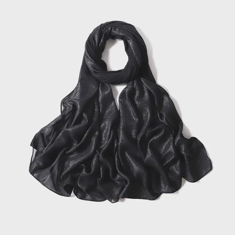 Новый стиль женский серебряный жемчужный шифоновый длинный шарф