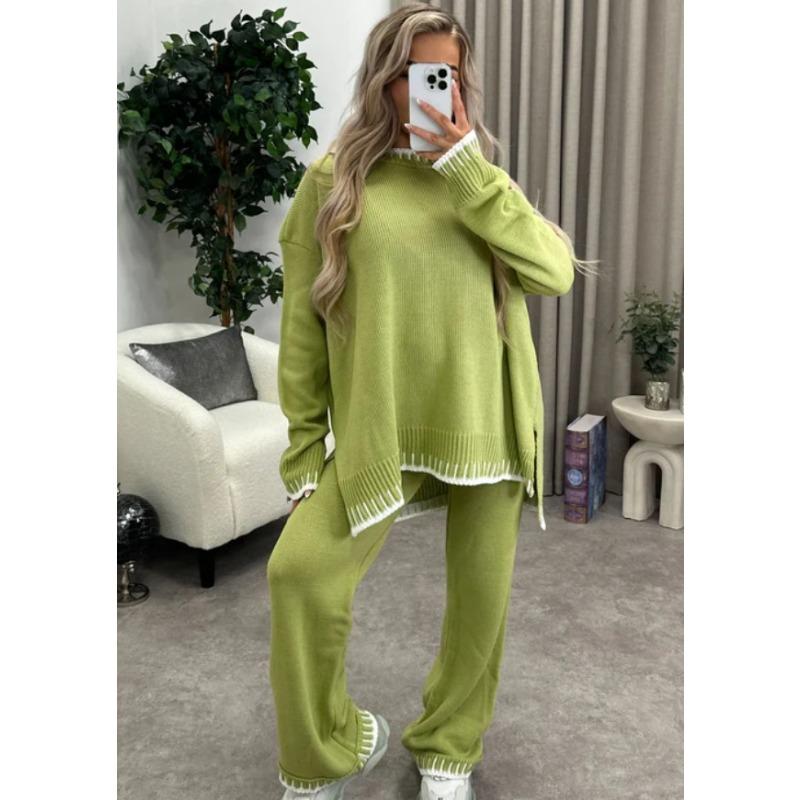 GMXIA Autumn and Winter Fashion Solid Color Leisure Loose Two-piece Set Women Suits & Sets