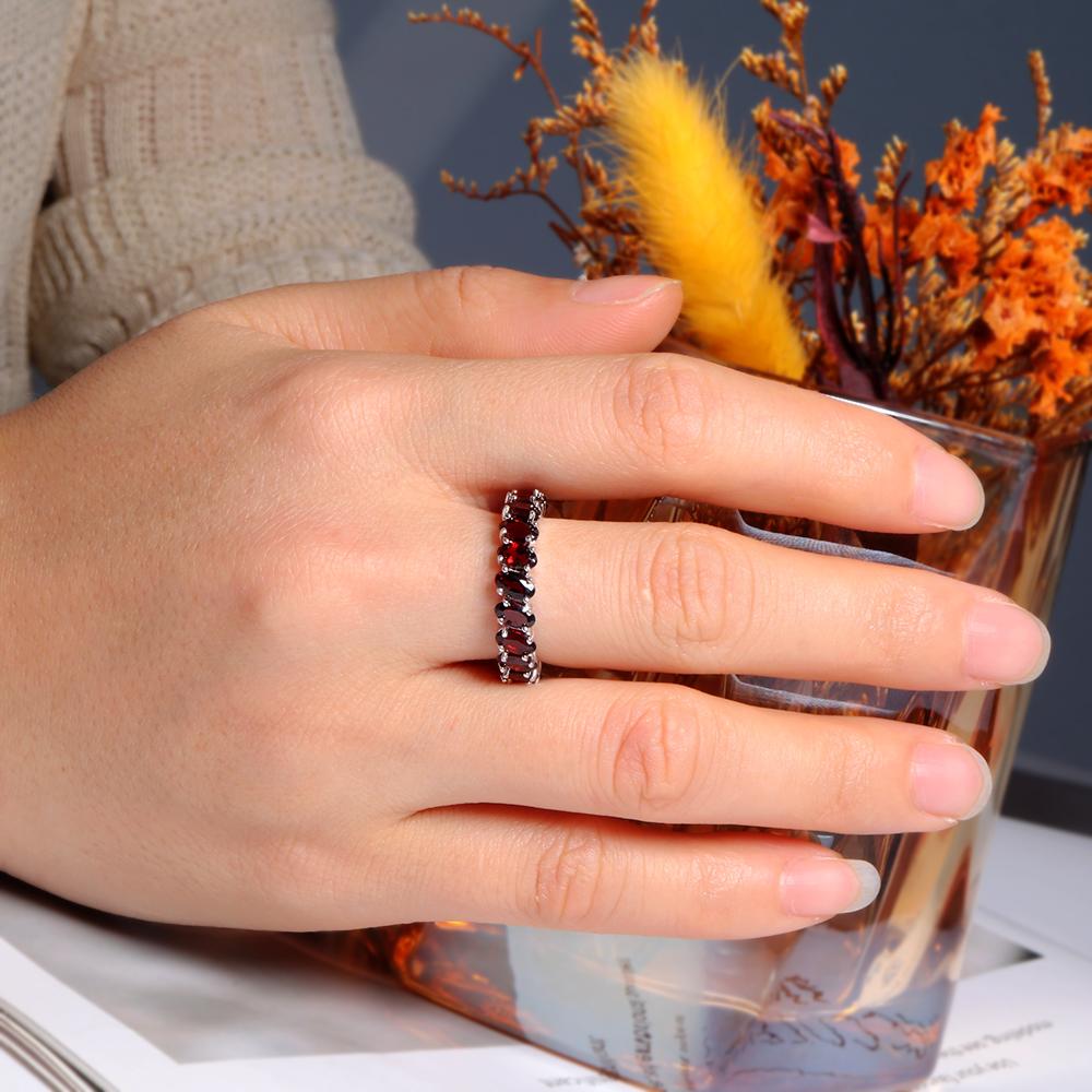 Великолепное классическое кольцо из серебра S925 с множеством драгоценных камней и натуральным гранатом для женщин, изысканные украшения, одежда для юбилеев и банкетов