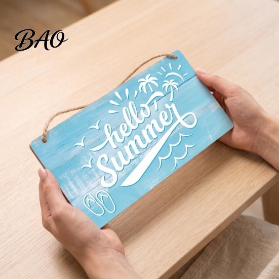 Hanging Wooden Sign for Front Door Summer Wood Door, Tropical Beach Welcome Coastal Style Terrace Decor Sign, Rustic Hanger Home Porch Wall