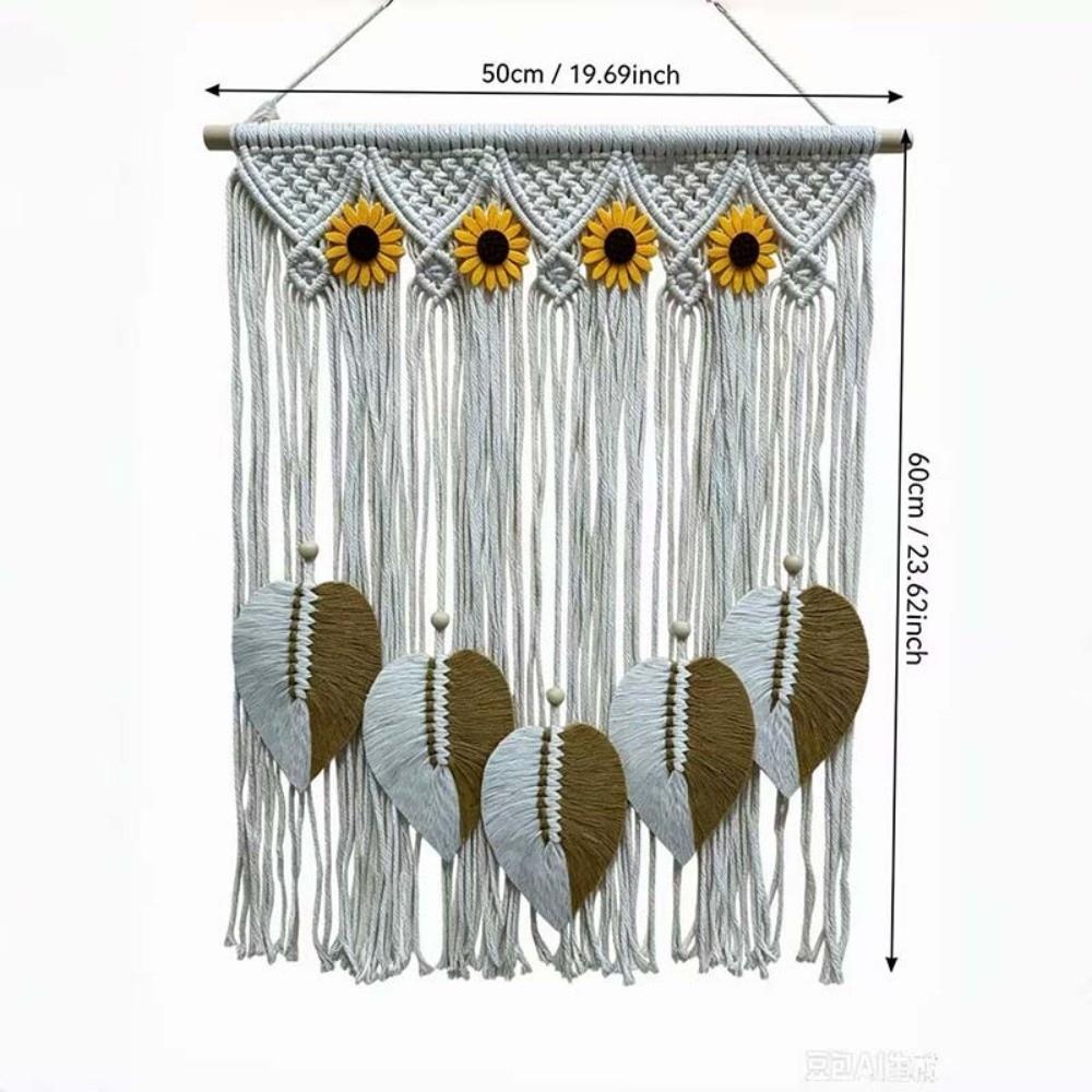 Woven Macrame Wall Hanging Multicolor Leaves Leaf Tapestry Wall Tapestry Bedroom