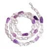 Natural Amethyst Crystal Monstone Gemstone Mix Smooth Beads Necklace 17" UB-4229 UB-4229