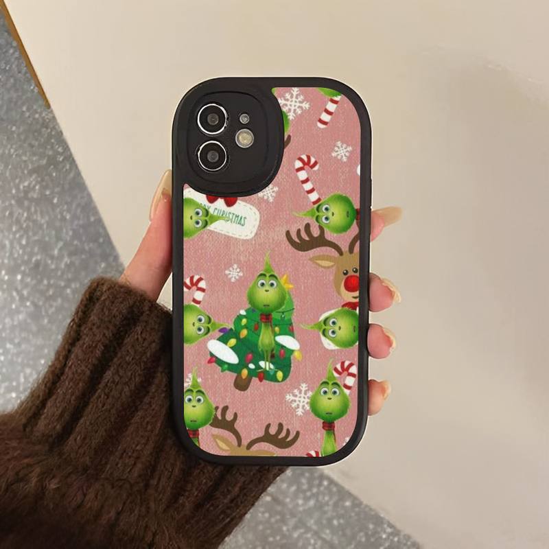 Чехол из твердой кожи с изображением рождественского зеленого монстра для iPhone 13 12 Mini 11 14 Pro Max Xs X Xr 7 8 Plus 6 6s Se 2022, силиконовый чехол
