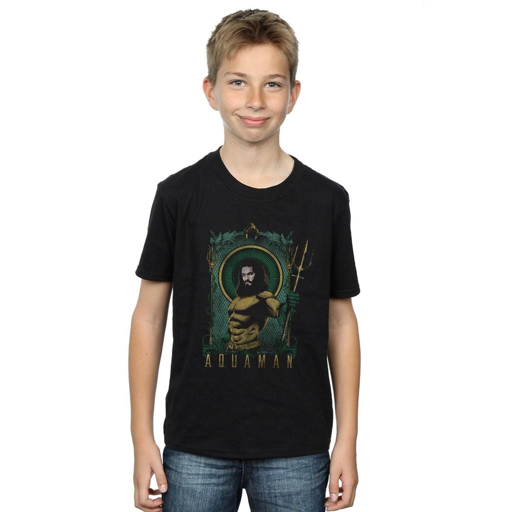 DC Comics Boys Aquaman Framed Trident T-Shirt