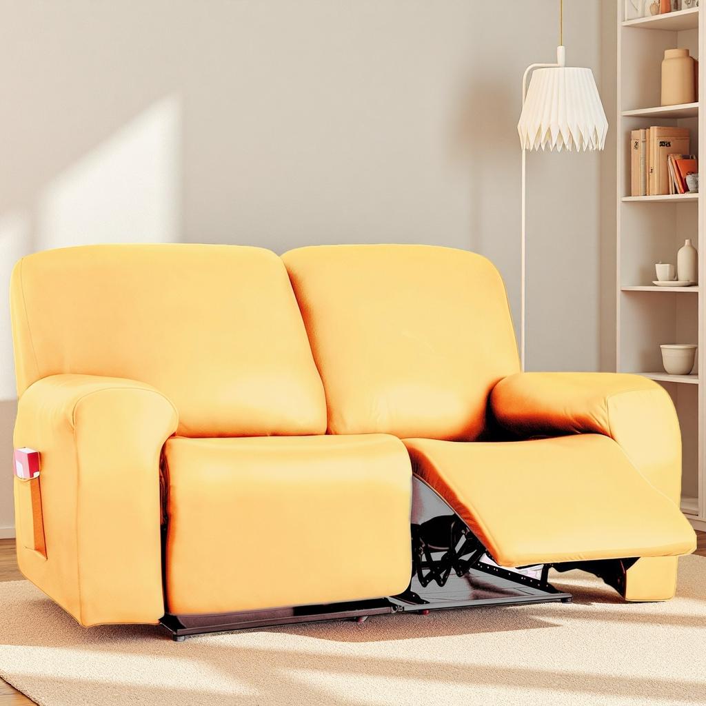 Waterproof Loveseat Sofa Recliner Cover 2-Seater with Side Pockets Stretch PU Leather Recliner Sofa Cover Living Room