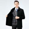 Повседневное деловое утолщенное съемное подкладка из гусиного пуха двухстороннее кашемировое пальто средней длины мужское пальто ветровка