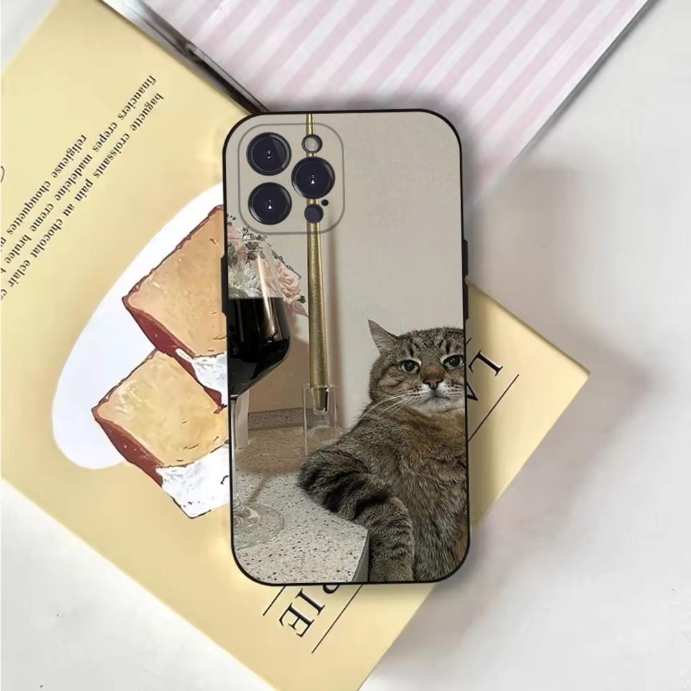 Забавные мемы с домашними кошками Чехол для телефона Для iPhone 16,15,14,13,12,11,Pro,X,XS,Max,XR,Plus,Mini Мягкий черный чехол
