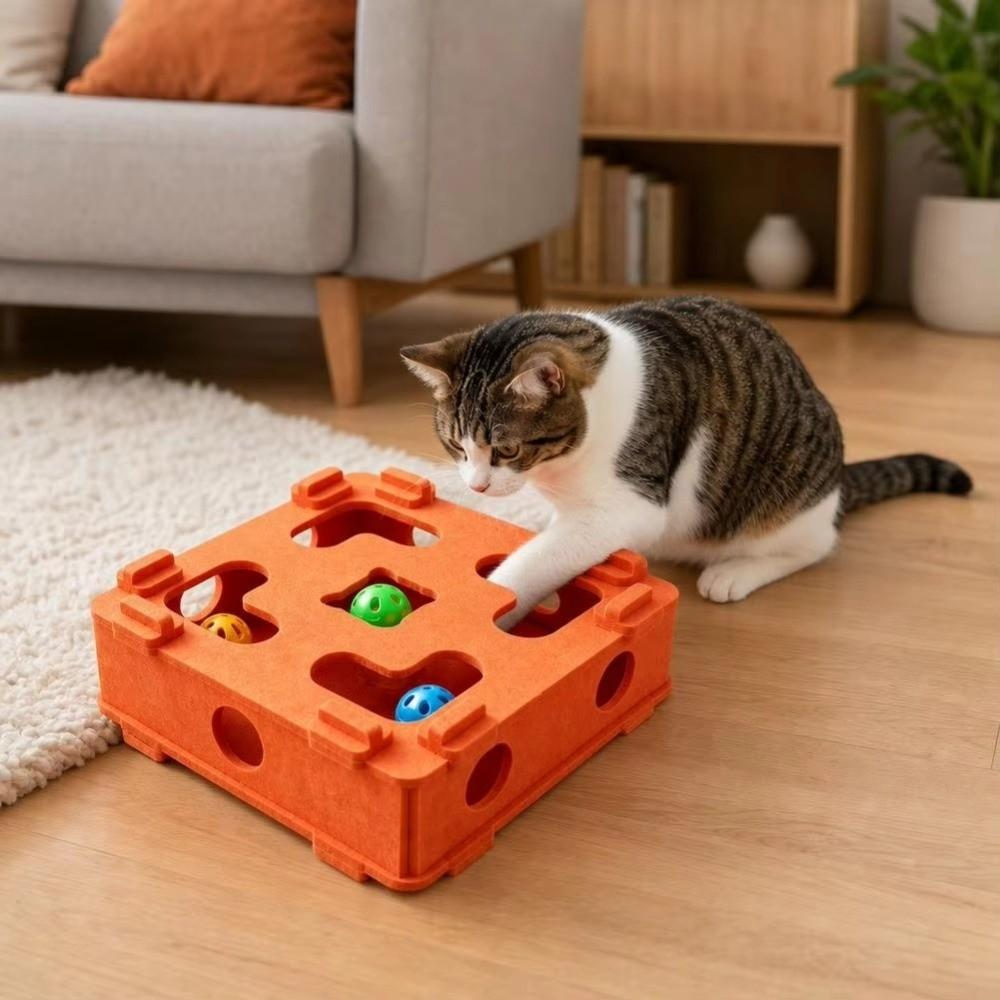 Bite Resistant Cat Maze Play Box Felt Cat Teaser Box Detachable Interactive Cat Toy Kitten
