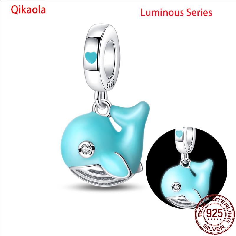 Original 100% sS925 Sterling Silver Luminous Octopus Ocean Series Charms Fit Bracelet DIY Beads Ms Jewelry Gift New In