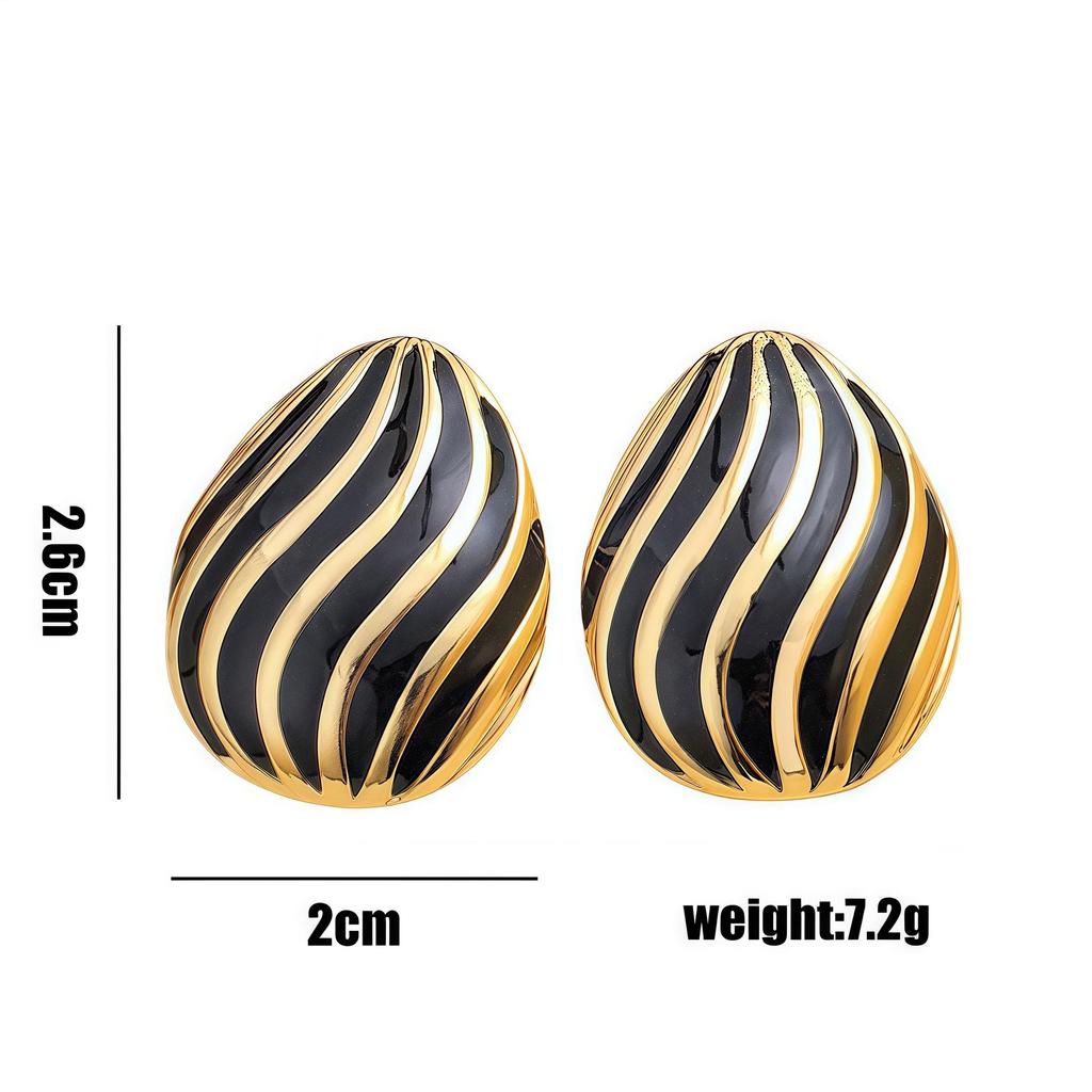 Летние полосатые серьги-гвоздики в форме ракушки из нержавеющей стали