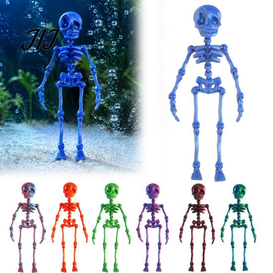 Desktop Gadgets for Pranks Dancing Skeleton Aquarium Bubbler, Halloween Dynamic Fish Tank Ornament, Skull Magnets Refrigerator 3D Printed Articulated