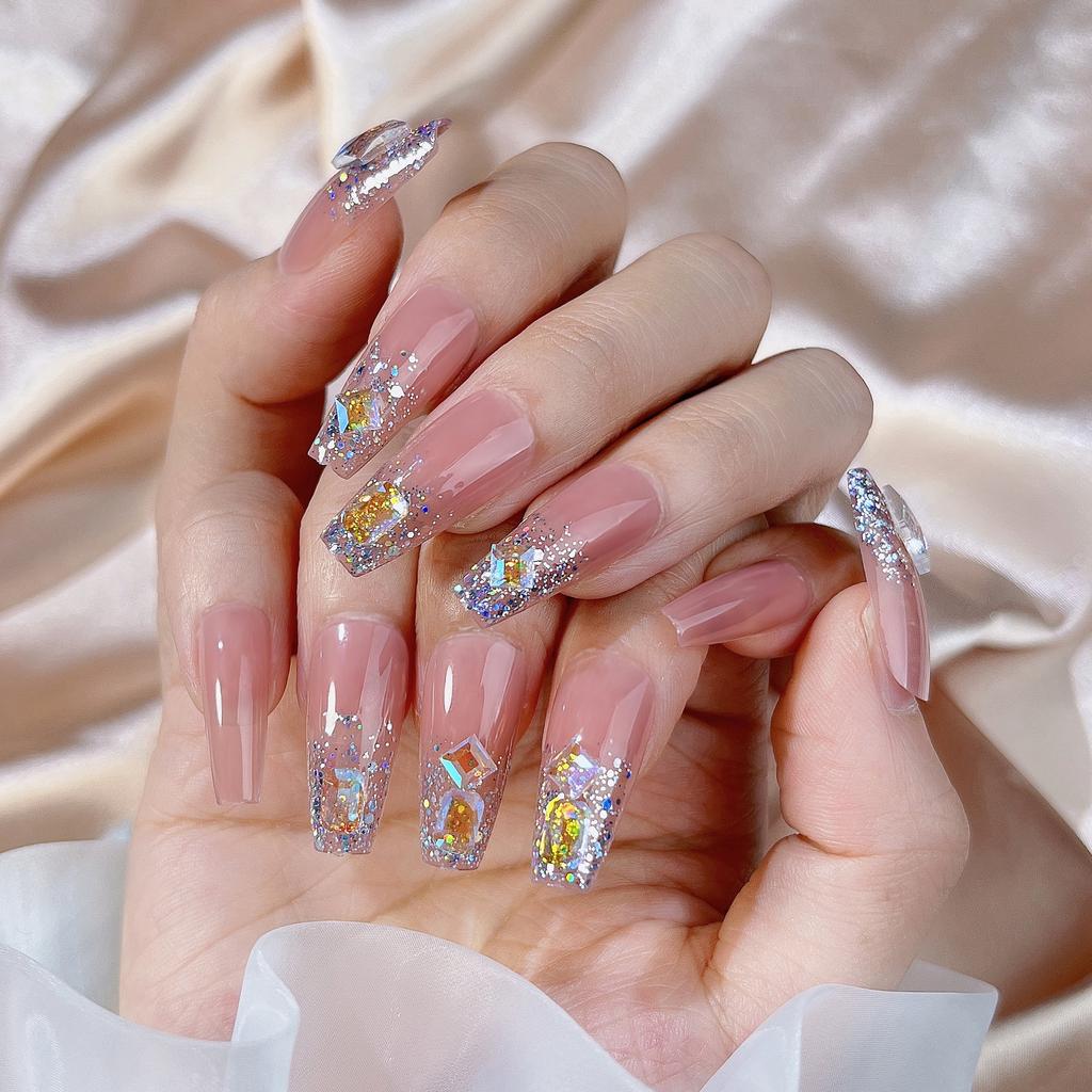 Nail Art Wearing Light Therapy Special-Shaped Diamond Nail Art Fake Nail Piece Small Red Temperature Elf Flash Diamond Removable