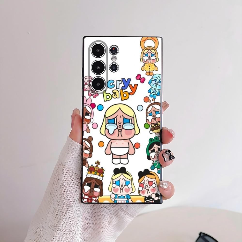 Милый Чехол-Телефон с Куклой C-Crybaby для Samsung Galaxy S25 S24 S22 S23 Ultra S21 S20 Plus 5G Матовый Нескользящий Полностью Закрывающий Мягкий Чехол