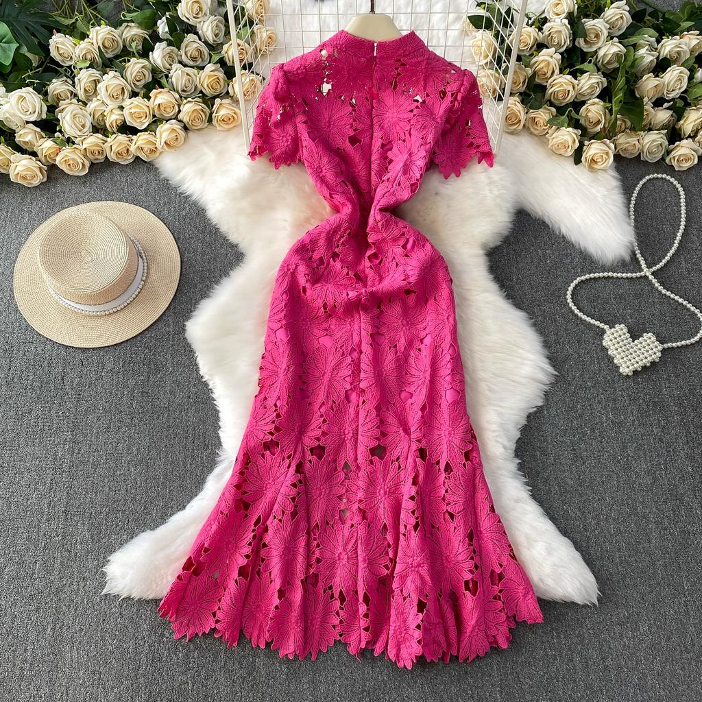 Летние Женские Элегантные Роскошные Платья Макси с Вышивкой Цветами и Кружевом, Облегающие Фигуру, для Вечеринки, с Юбкой Годе, для Выпускного