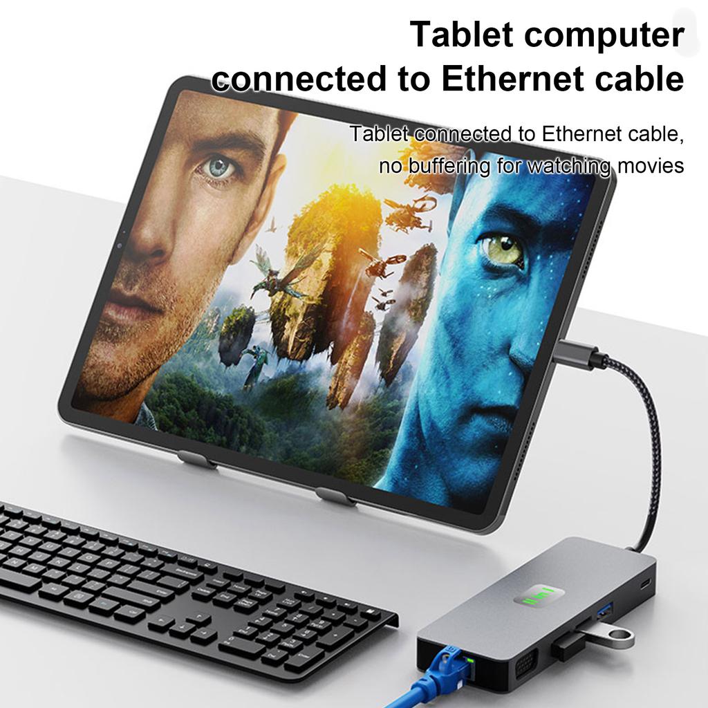 11 in 1 TYPE-C to RJ45 Gigabit USB3.2 HDMI DP+SD/TF 3.5mm Audio VGA PD100W PC