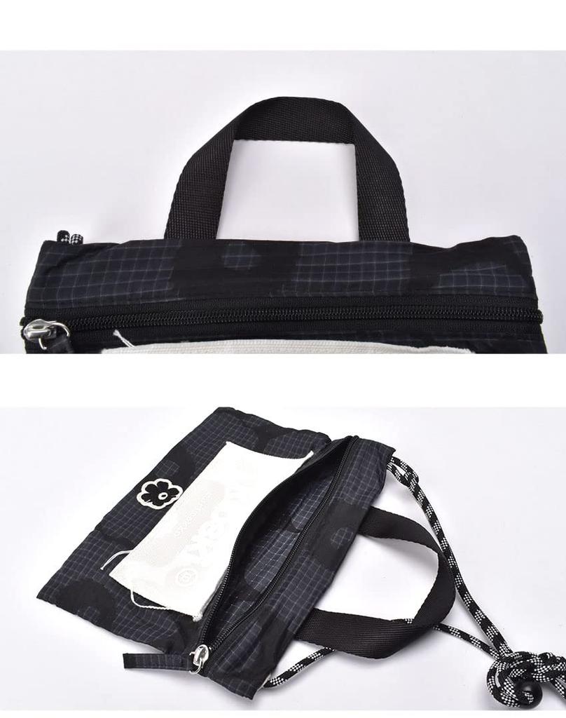 Marimekko Funny Cross Pocket Bag, 91661, Unikko Logo, All-Over Print, Nordic Floral Pattern, One Size Fits All, Unikko White x Beige [Parallel Import]