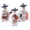 Mini Halloween Skeleton Figurines Resin Guitar/Accordion/Violin Player Skeleton Statue Halloween Collectible Decoration