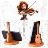 Wooden Guitar Shaped Phone Stand,15x10cm Creative Guitar Shaped Cell Phone Stand