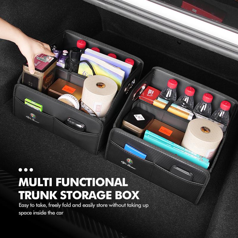 For Alfa Romeo Foldable Leather Car Boot Organiser Large Capacity Travel Storage Box For Alfa Romeo Giulietta GT 159 147 156 Mit