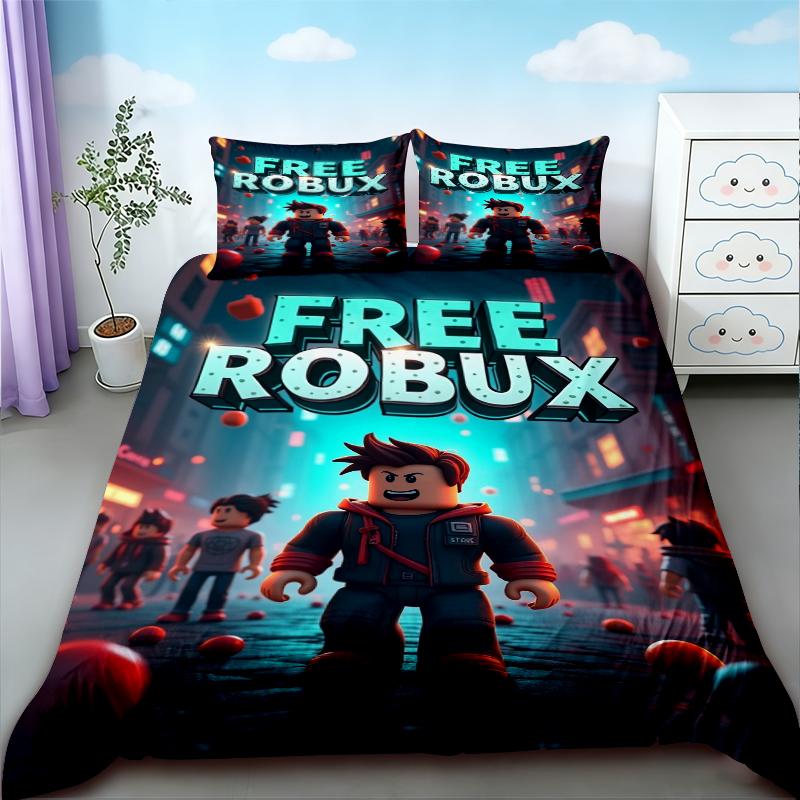 Мультяшный комплект постельного белья Roblox с пододеяльником Мягкое удобное покрывало для детской спальни Размер Twin Single