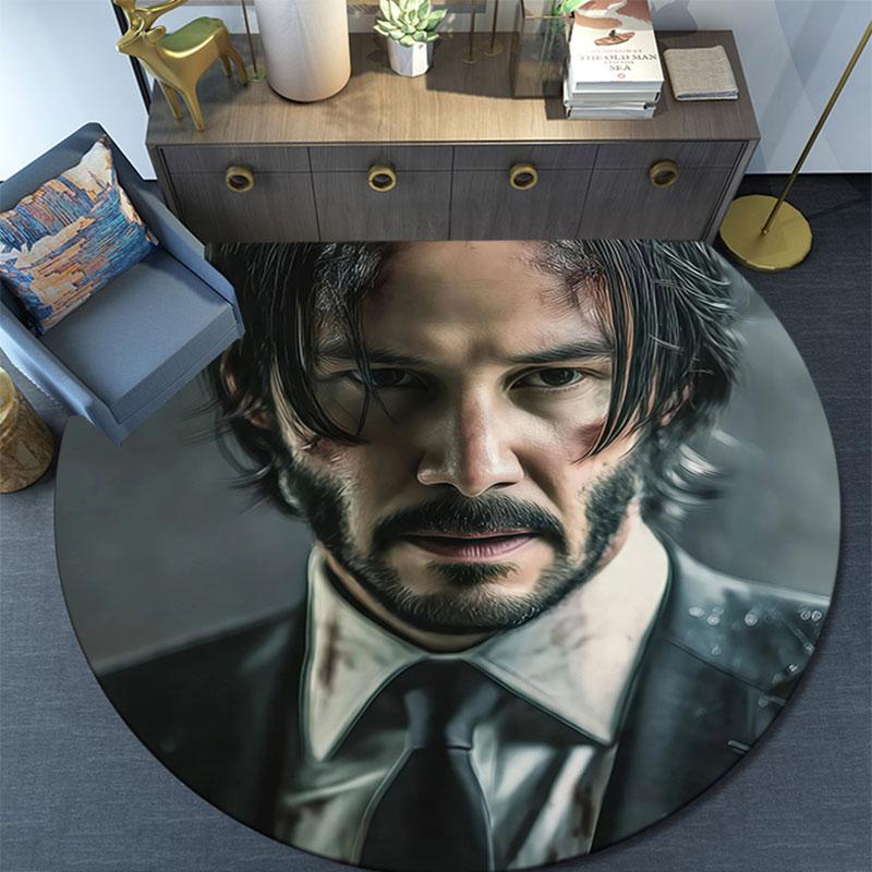 Keanu Reeves pattern round rug,Carpet Rug for Living Room Bedroom Playroom ,Non-slip Floor Mat,Holiday Gifts and Birthday Gifts.