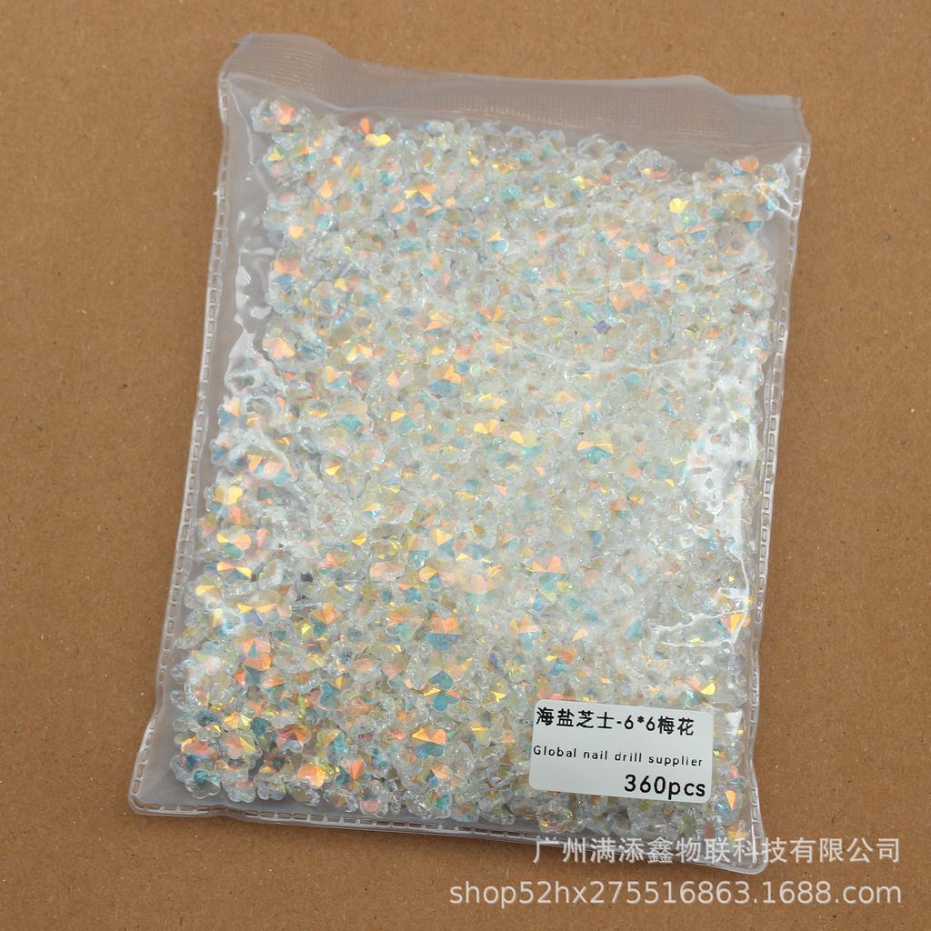 Целая упаковка из 360 кристаллов с острым дном в виде морской соли и сыра, бриллиантов, толстых квадратных, с кривым сердцем, украшений для дизайна ногтей