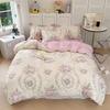 Принт Цветочный Постельный Комплект Мягкий Односпальный Двуспальный Размер Квин Пододеяльник Простыня Наволочка Девочки Дом Тотель Постельное Белье